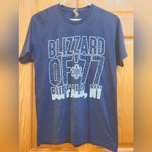 Retro Blue Short Sleeve Tee with Vintage Graphic